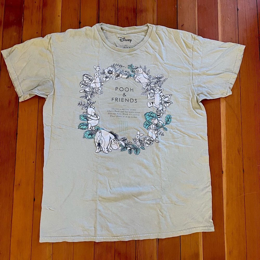 Winnie the Pooh sage green tee